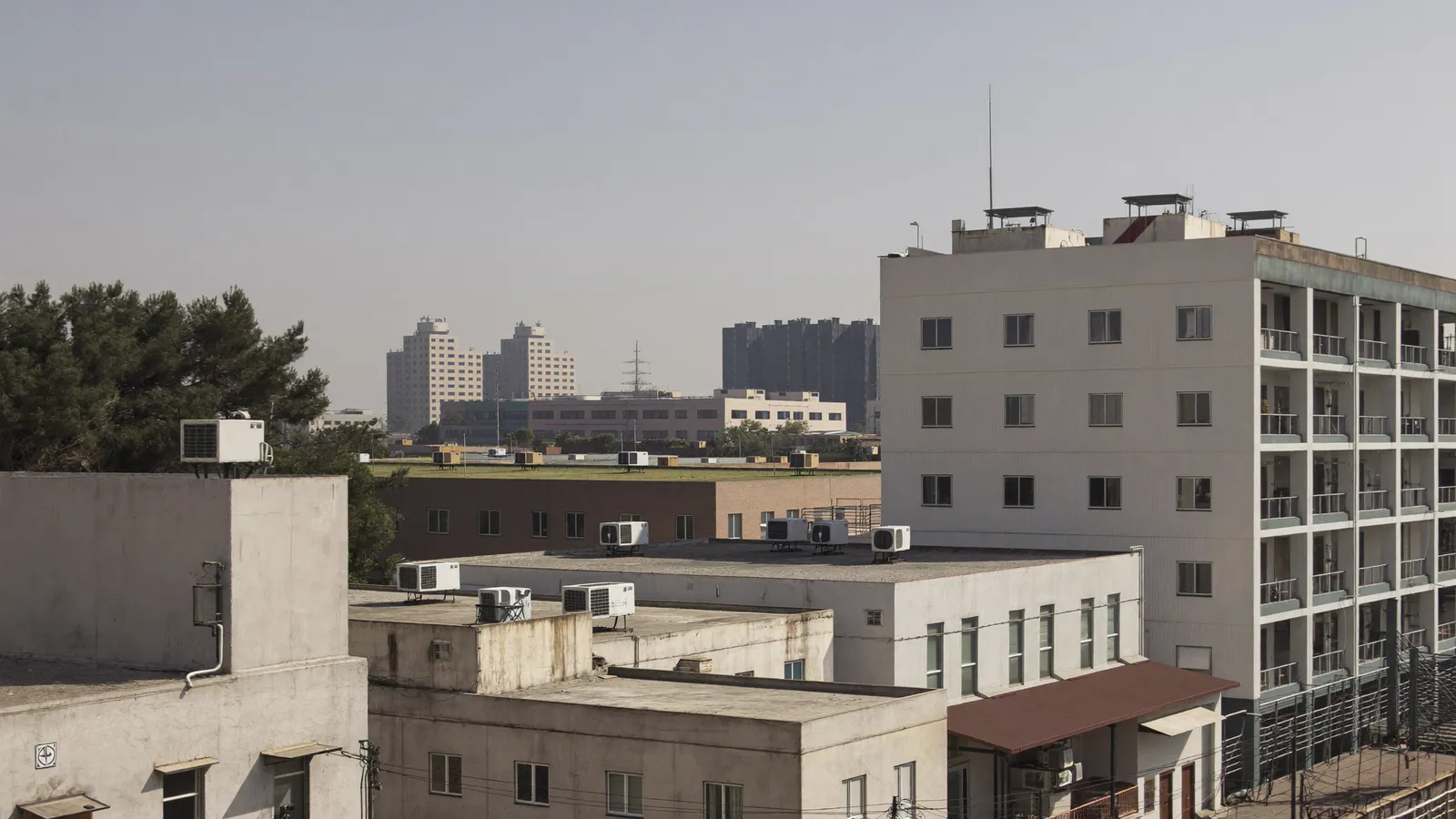 Residential streets and buildings in Al Quoz, Dubai, served for AC repair