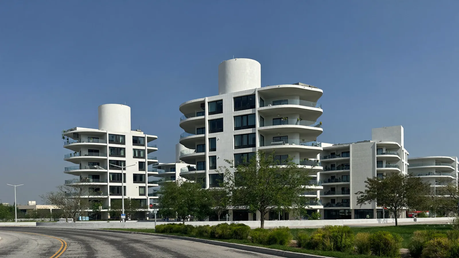 Residential streets and buildings in Arjan, Dubai, served for AC repair