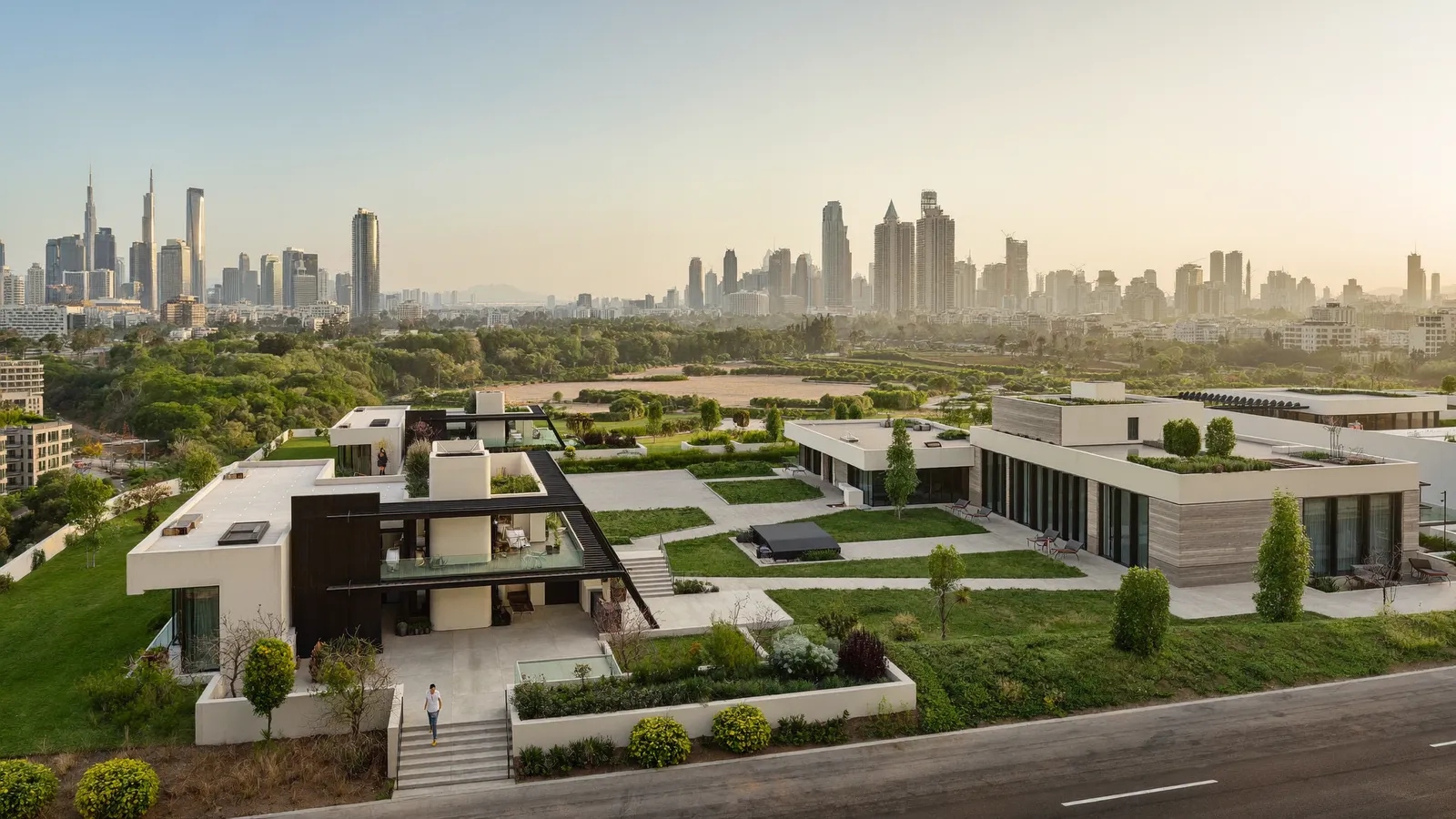 Residential streets and buildings in Dubai Hills Estate, Dubai, served for AC repair