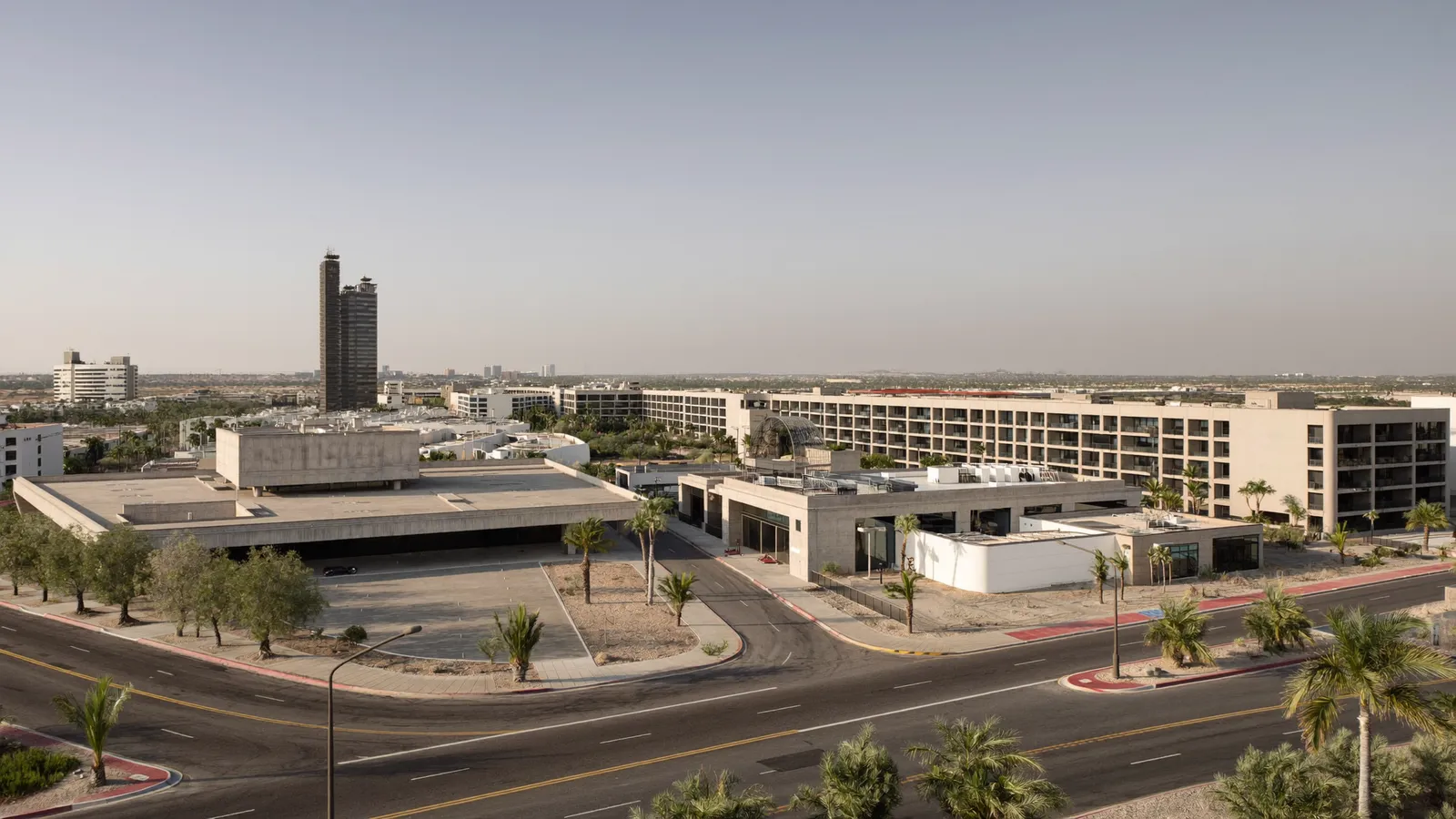 Residential streets and buildings in Dubai Studio City, Dubai, served for AC repair