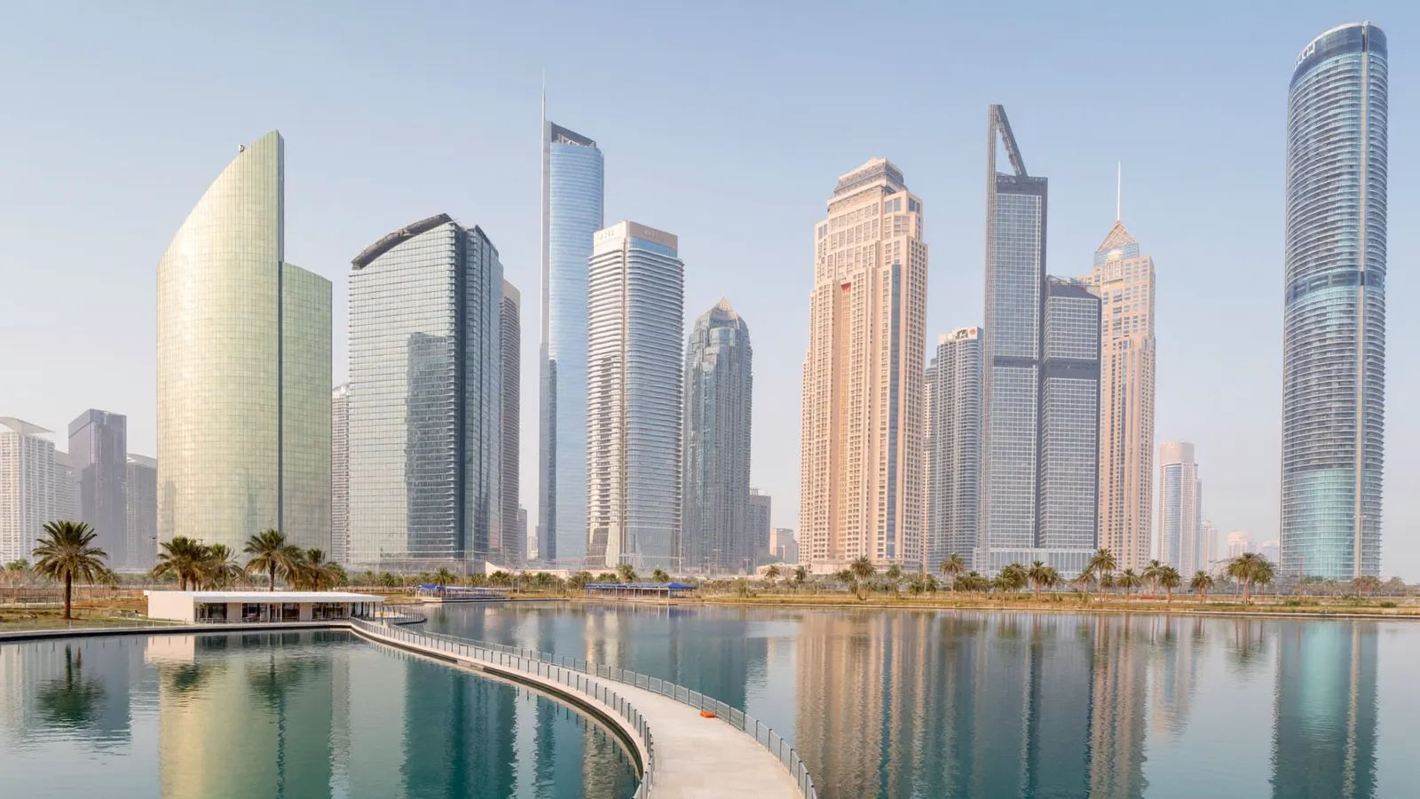 Residential streets and buildings in Jumeirah Lake Towers, Dubai, served for AC repair